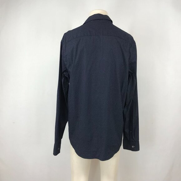 MICHAEL KORS - MEN'S XL- NAVY LONG SLEEVE BUTTON UP COLLARED COTTON BLEND SHIRT - Picture 3 of 5